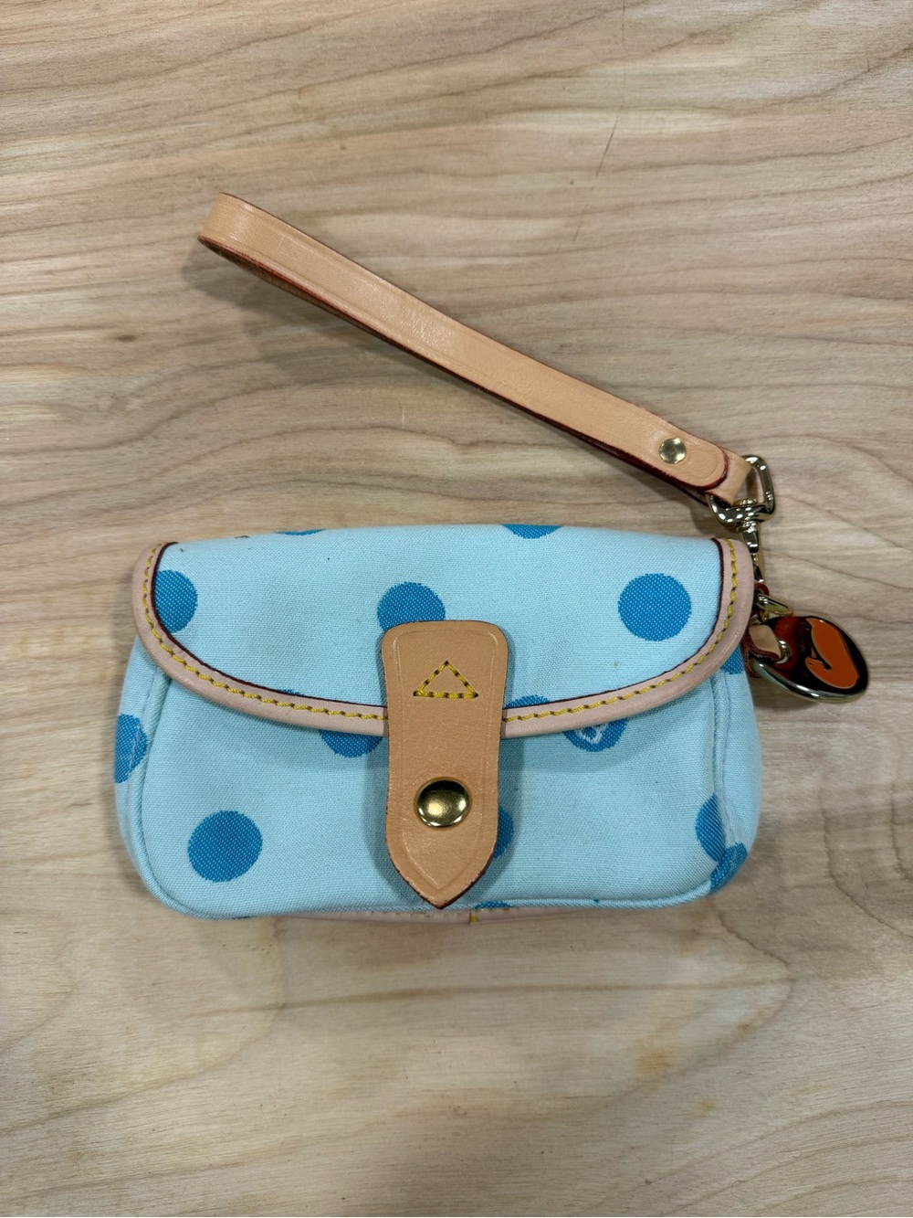 Dooney & Bourke Light Blue Polka Dot Wristlet Clutch NWOT